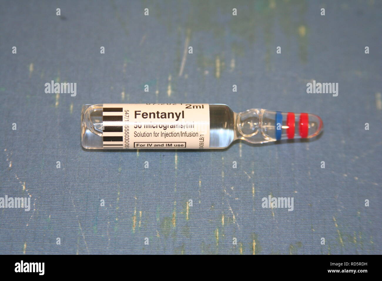 Fentanyl Citrate Injektion, 50 Mikrogramm pro ml in 2-ml-Lösungsmittelampulle Stockfoto