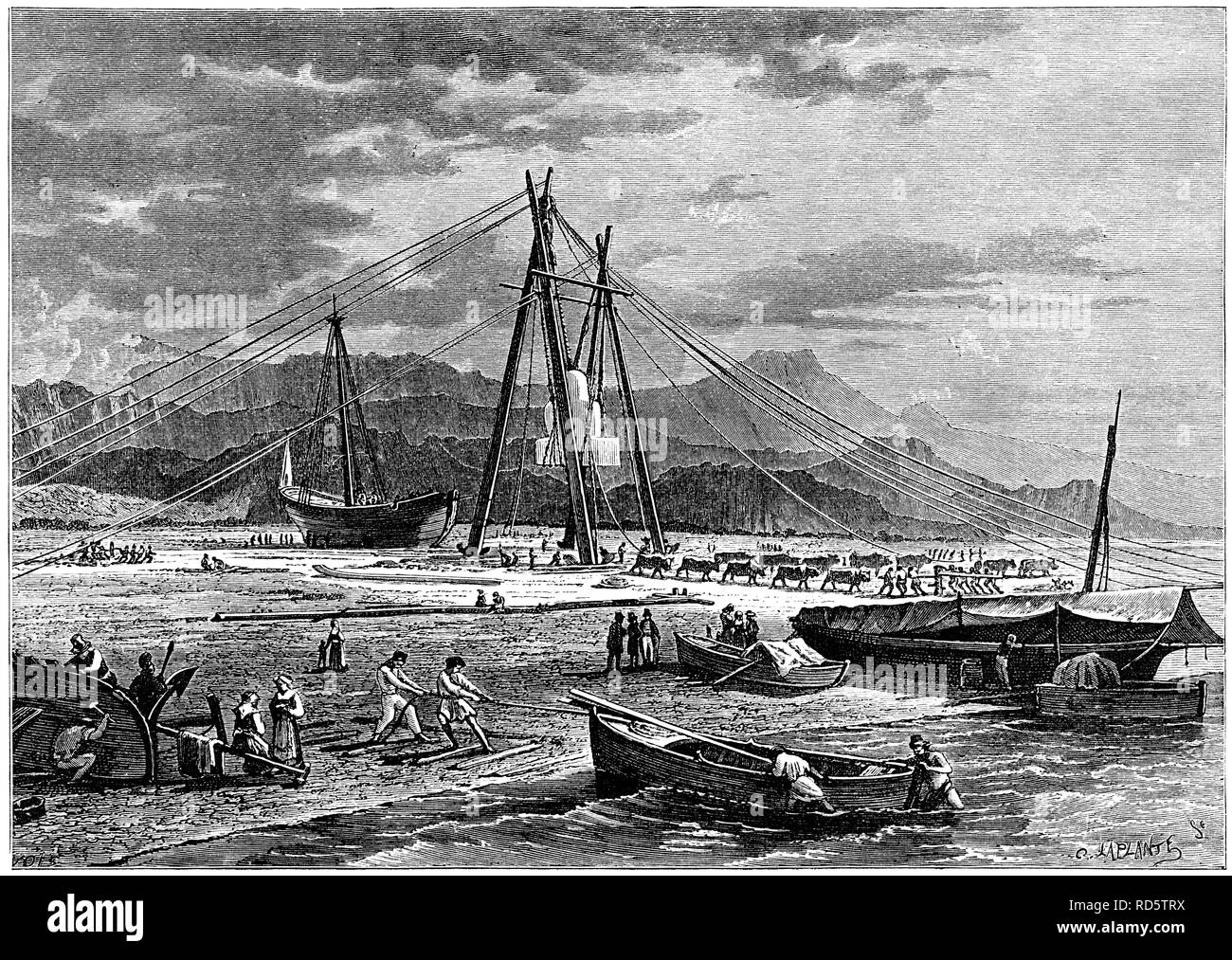 Transport cut Marmor Uhren, Avenza, Italien, aus dem Mittelmeerraum dargestellt, Nelson, London, 1880 Stockfoto