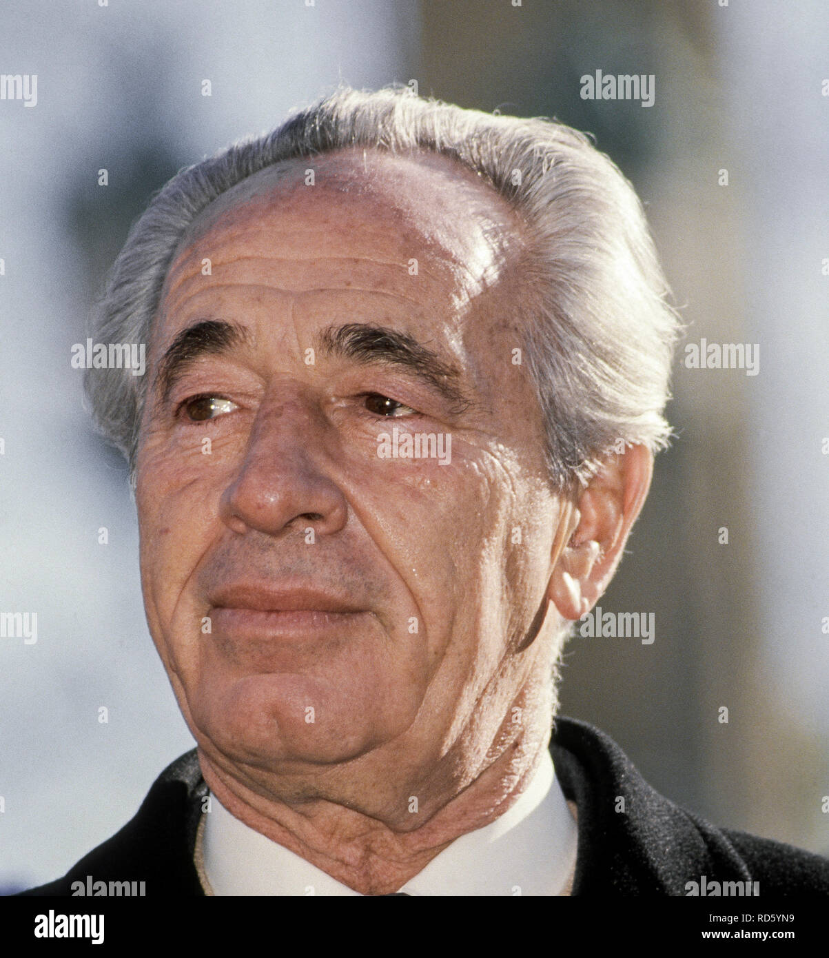 Chicago, Illinois, USA, 16. Oktober 1985 Premierminister von Israel Shimon Peres bei Besuch in Chicago. Credit: Mark Reinstein/MediaPunch Stockfoto