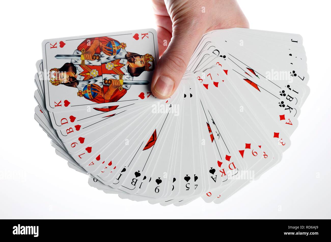 Deck von Fahrern aufgefächert in einer Hand Stockfoto