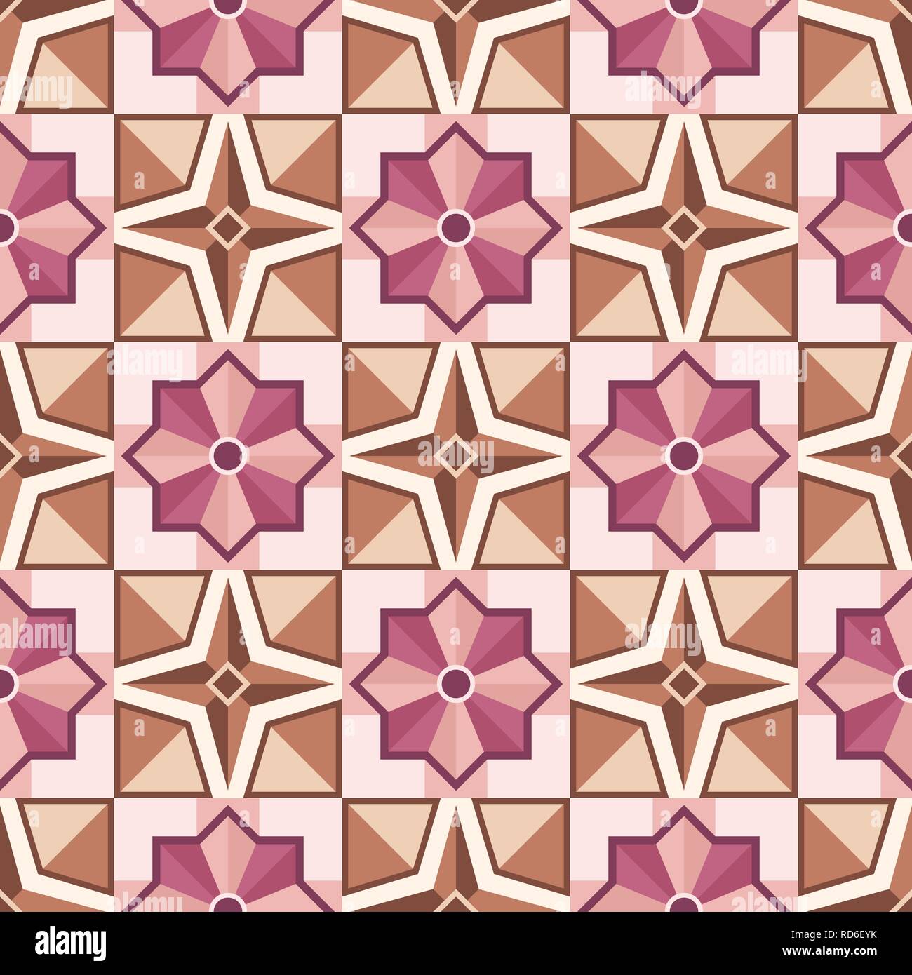 Abstrakte Mosaik Fliese Muster mit geometrischen Form der Dekoration. Vektor nahtlose Hintergrund. Fliesen- Drucken zum Einwickeln, Hintergrund oder Keramik. Stock Vektor
