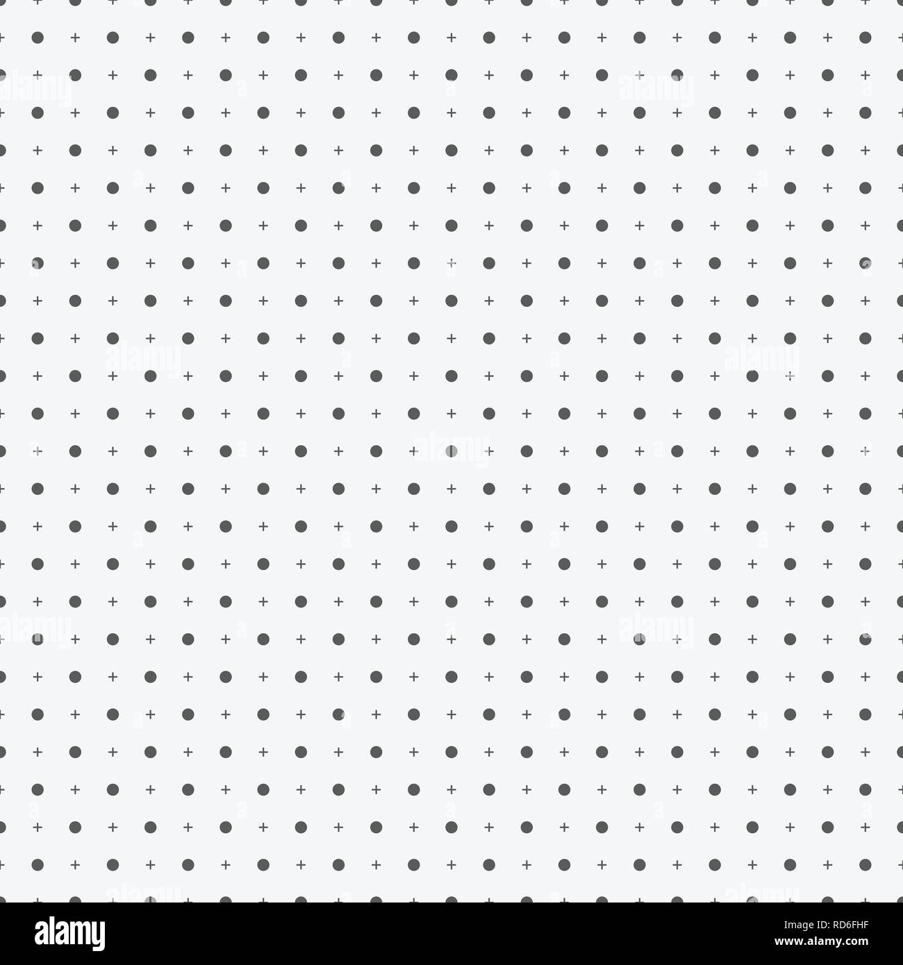 Zusammenfassung nahtlose Muster mit Punkten und Pluszeichen. Vektor monochromen Hintergrund. Stock Vektor