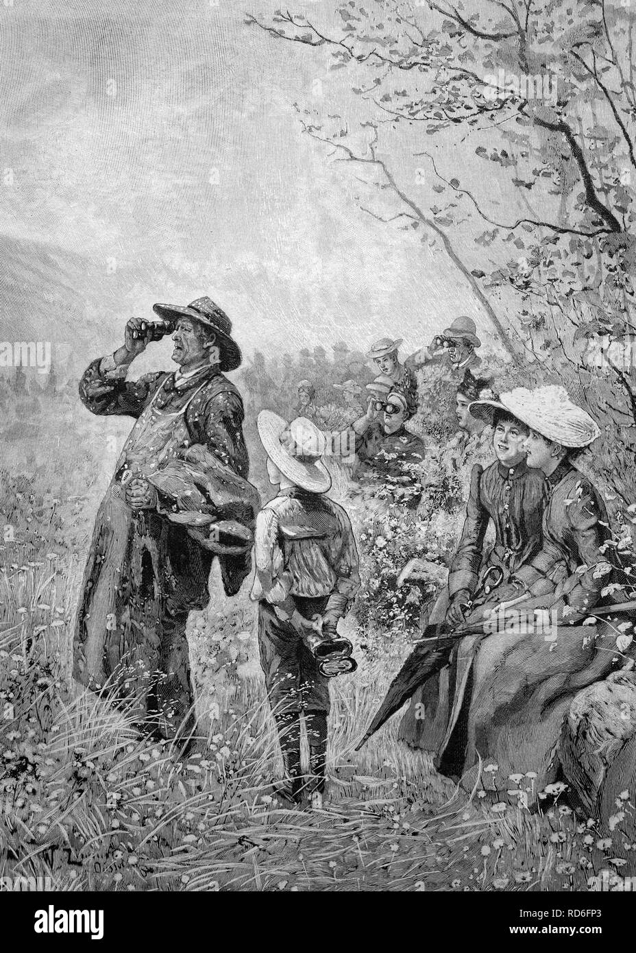 Ausflügler, die gerade ein Manöver, historische Abbildung, ca. 1893 Stockfoto