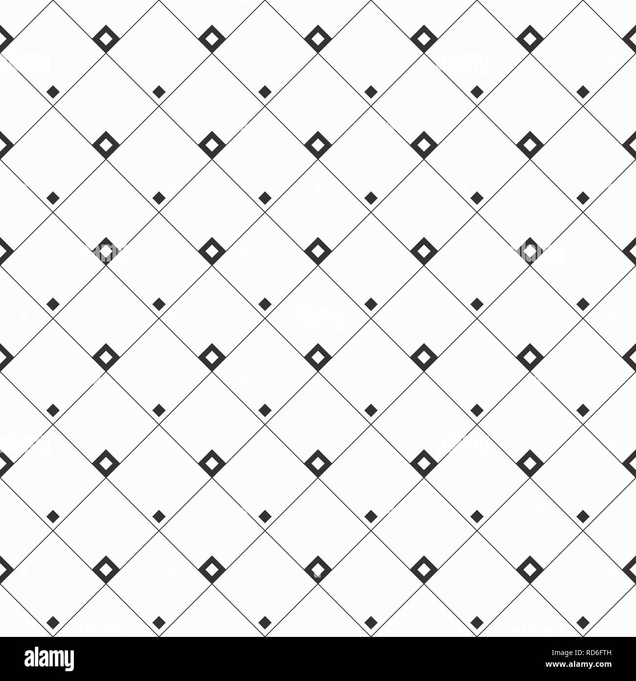 Geometrische abstrakte nahtlose Muster mit Rauten, Quadrate. Monochrome dekorative vector Hintergrund. Stock Vektor