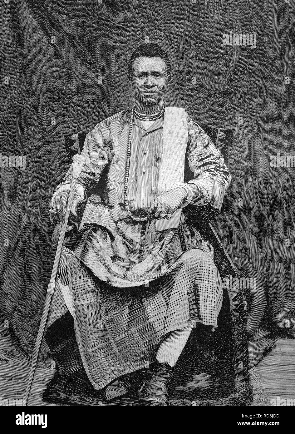 Béhanzin, König von Königreich von Dahomey, Afrika, historische Abbildung ca. 1893 Stockfoto