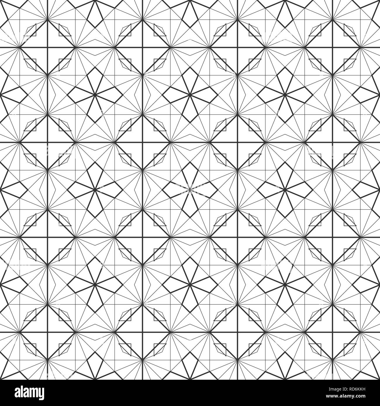 Abstrakte geometrische Muster. Bodenfliesen. Orientalische Textur. Die nahtlose Vektor monochromen Hintergrund. Stock Vektor