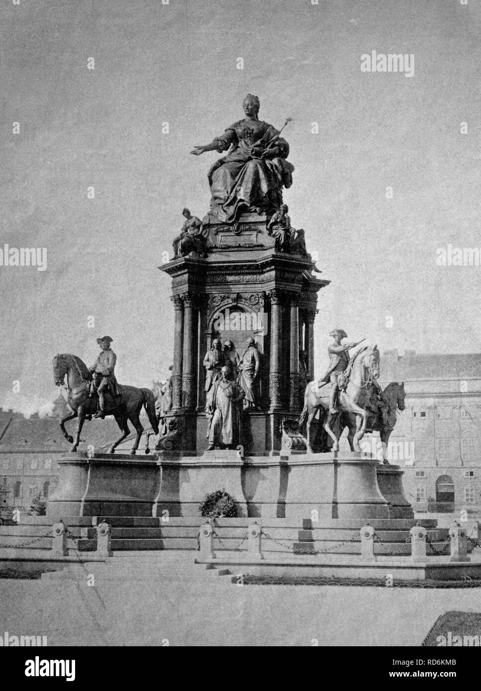 Frühe Autotype Maria Theresa-Denkmal in Wien, Österreich, Geschichtsbild, 1884 Stockfoto