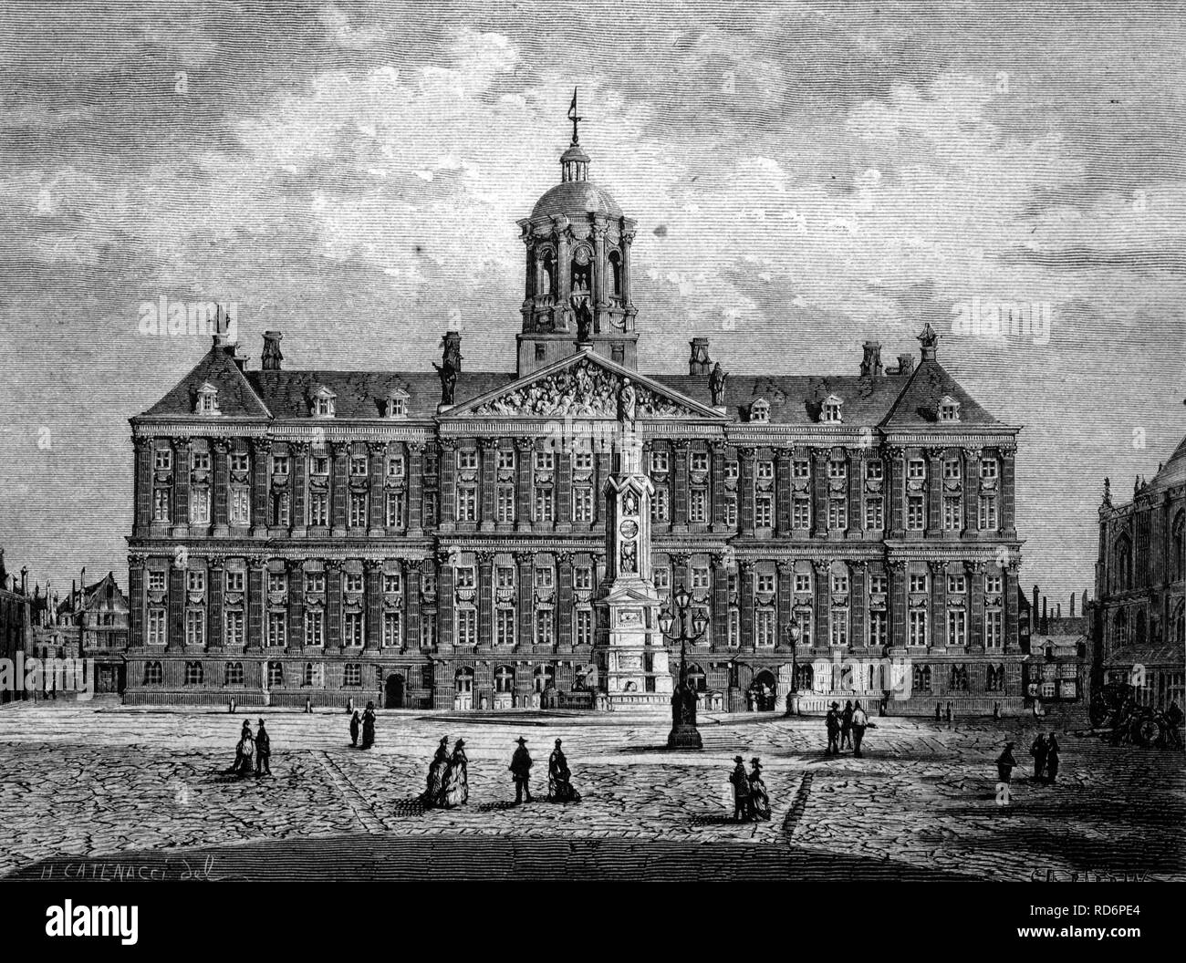 Königliche Palais in Amsterdam, Niederlande, historische Abbildung, ca. 1886 Stockfoto