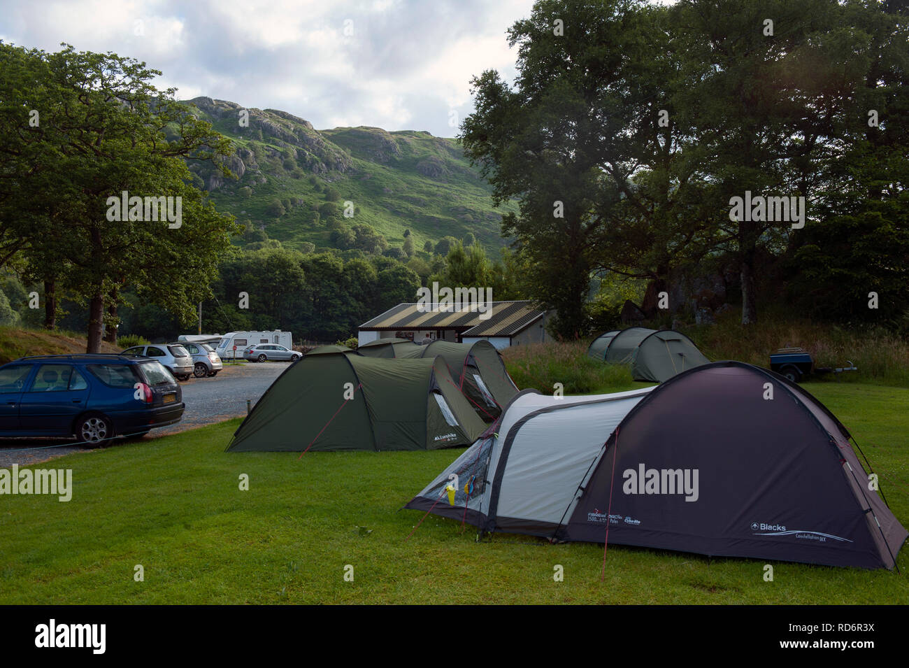 Fisherground Campingplatz in der Lake District National Park, Eskdale Green. Cumbria, England, Vereinigtes Königreich Stockfoto