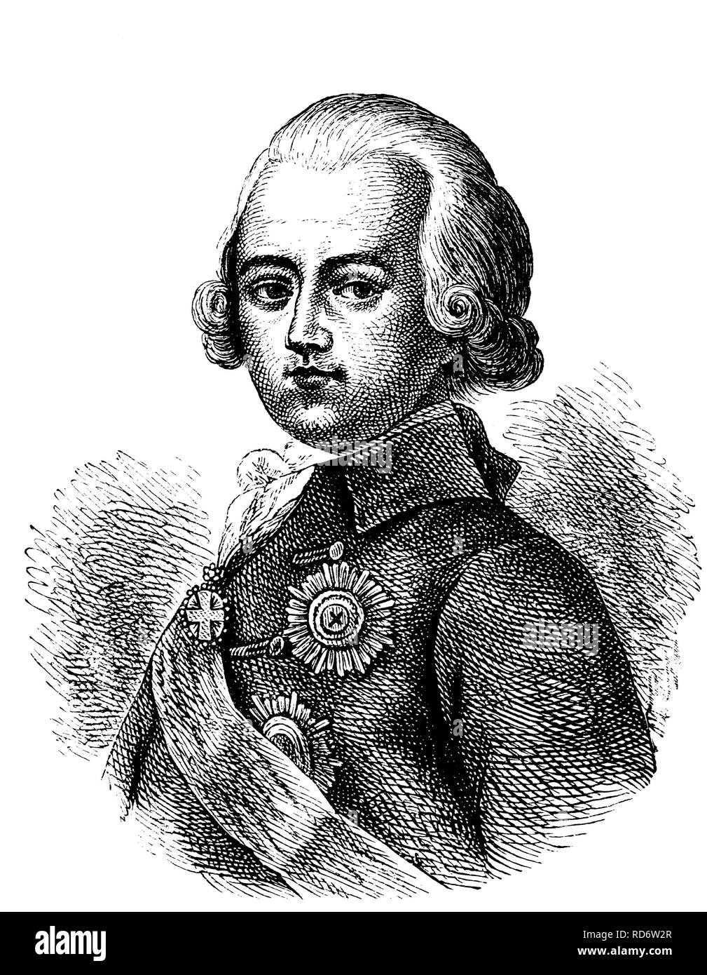 Paul i., 1754-1801 Kaiser von Russland, Holzschnitt aus dem Jahr 1880 Stockfoto