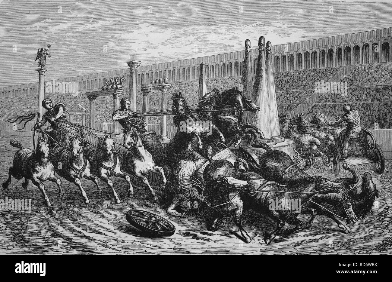 Gladiator kämpfen im antiken Rom, Italien, Holzschnitt aus dem Jahr 1880 Stockfoto