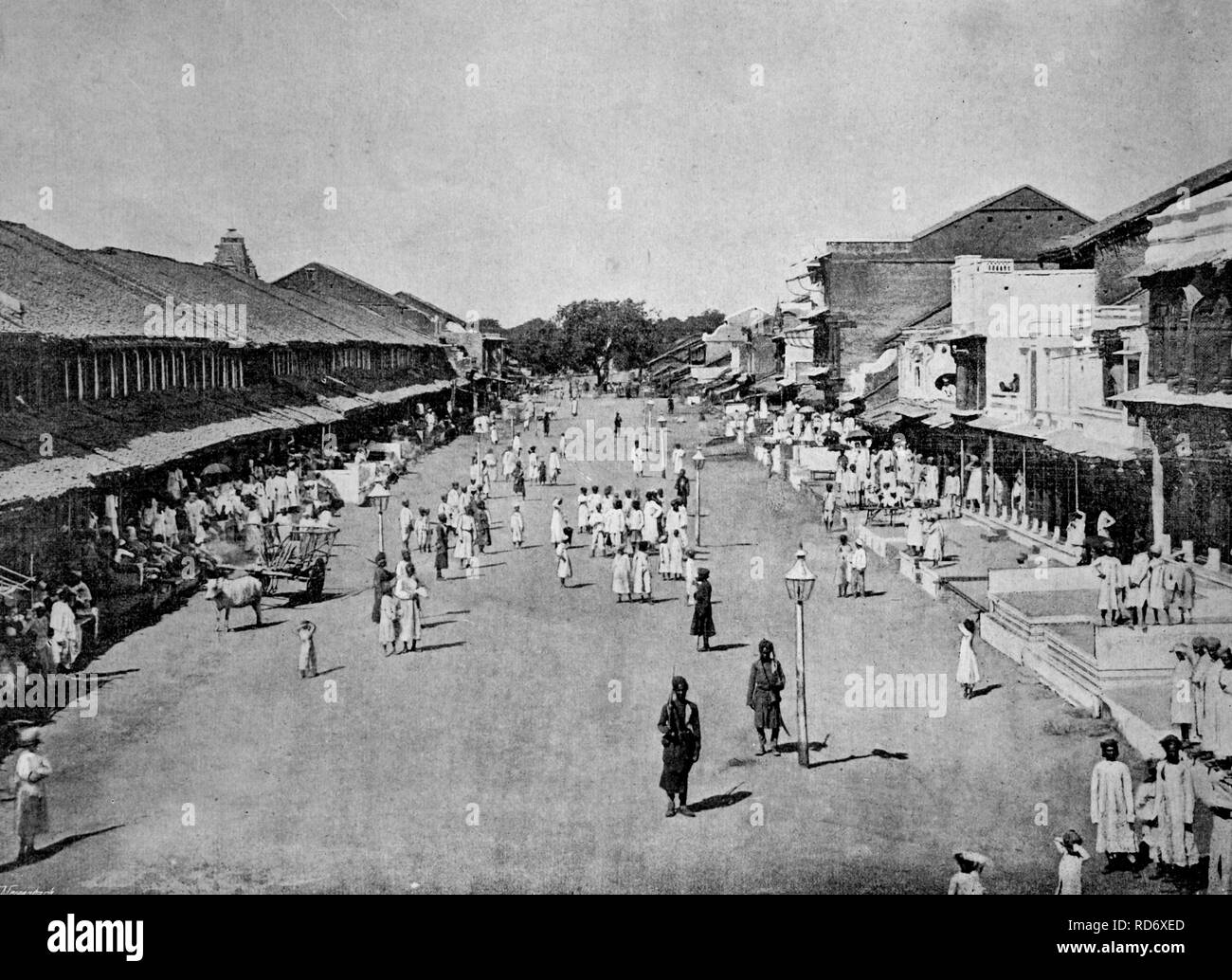 Frühe Autotype einer Straße in Kalkutta, Indien, 1880 Stockfoto