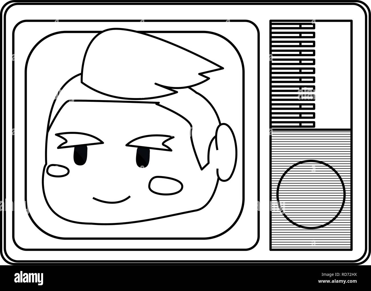 Video Game Boy avatar Gesicht auf dem Bildschirm Vector Illustration Stock Vektor