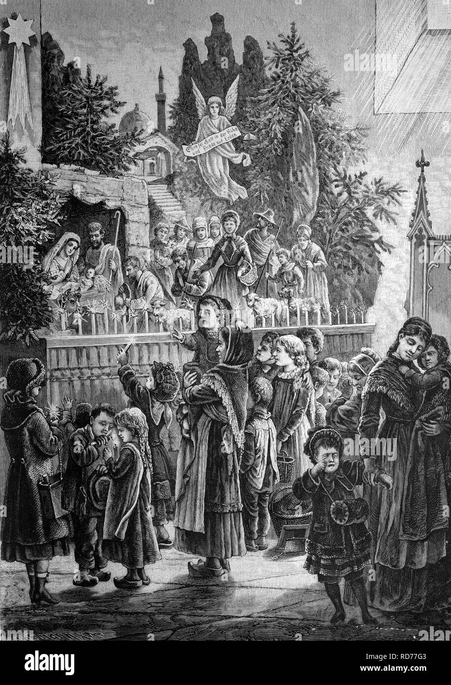 Weihnachtsfest im Münsterland, Deutschland, historische Abbildung, ca. 1886 Stockfoto