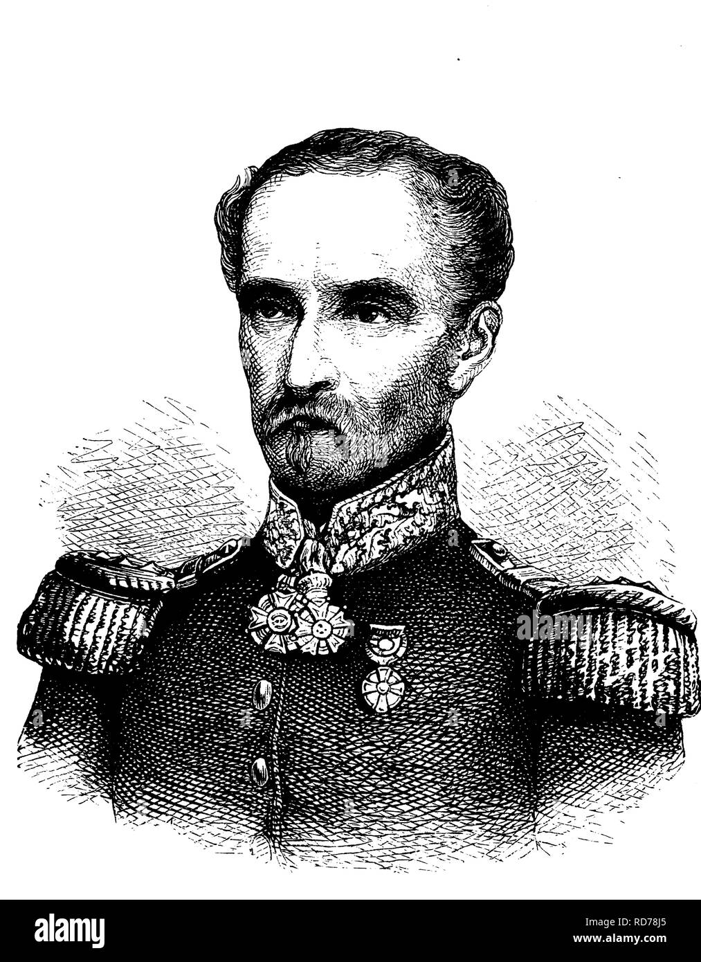 Eugene Cavaignac, 1802 - 1857, französischer General, Generalgouverneur von Algerien, historischen Holzschnitt, ca. 1880 Stockfoto