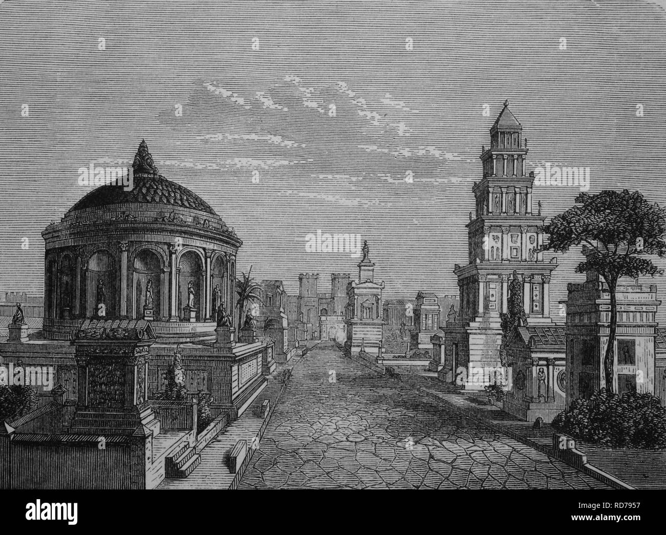 Via Appia, Rom, Italien, historischen Holzschnitt, um 1880 Stockfoto