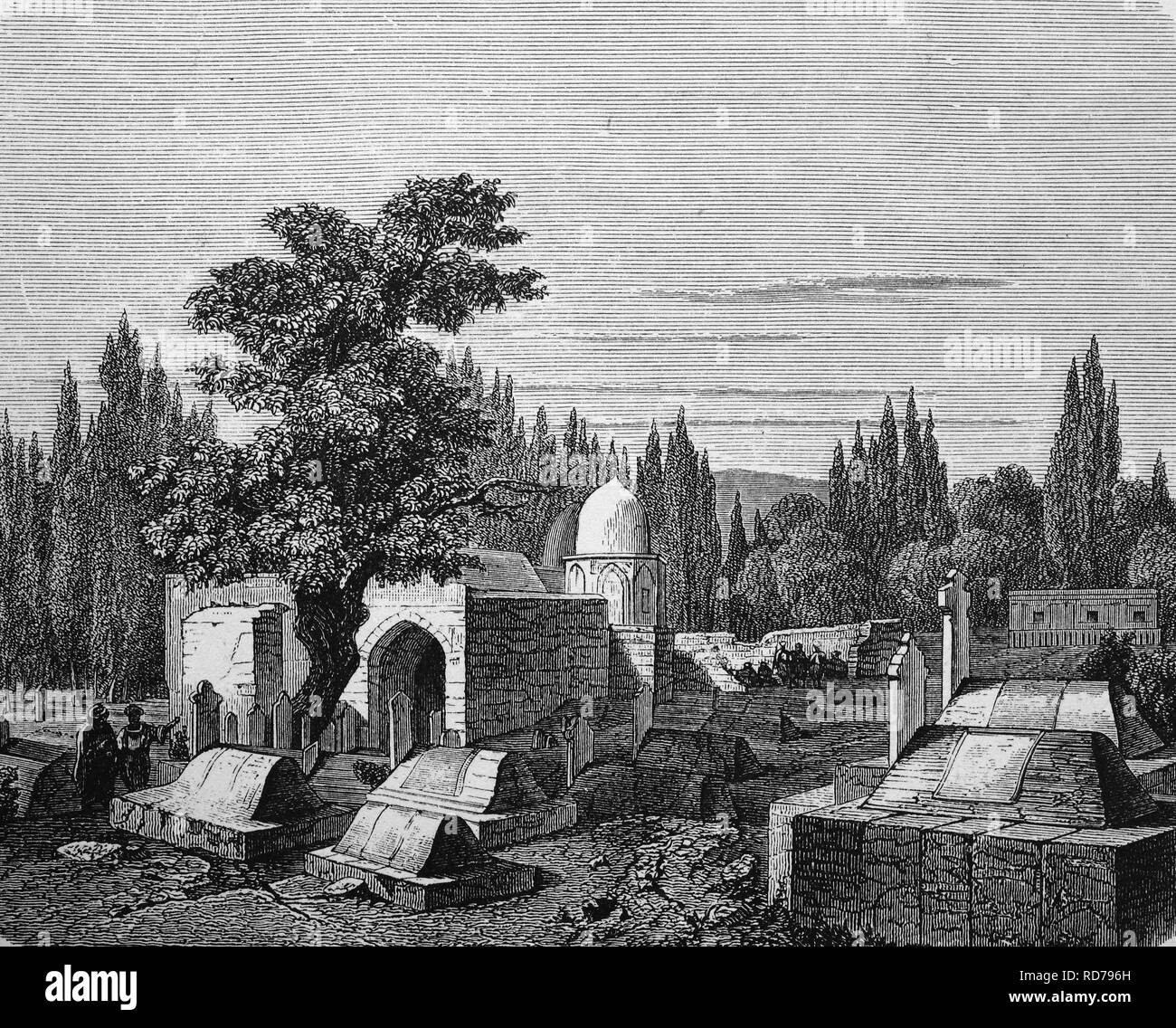Grab des Kalifen in Damaskus, Syrien, historischen Holzschnitt, 1870 Stockfoto