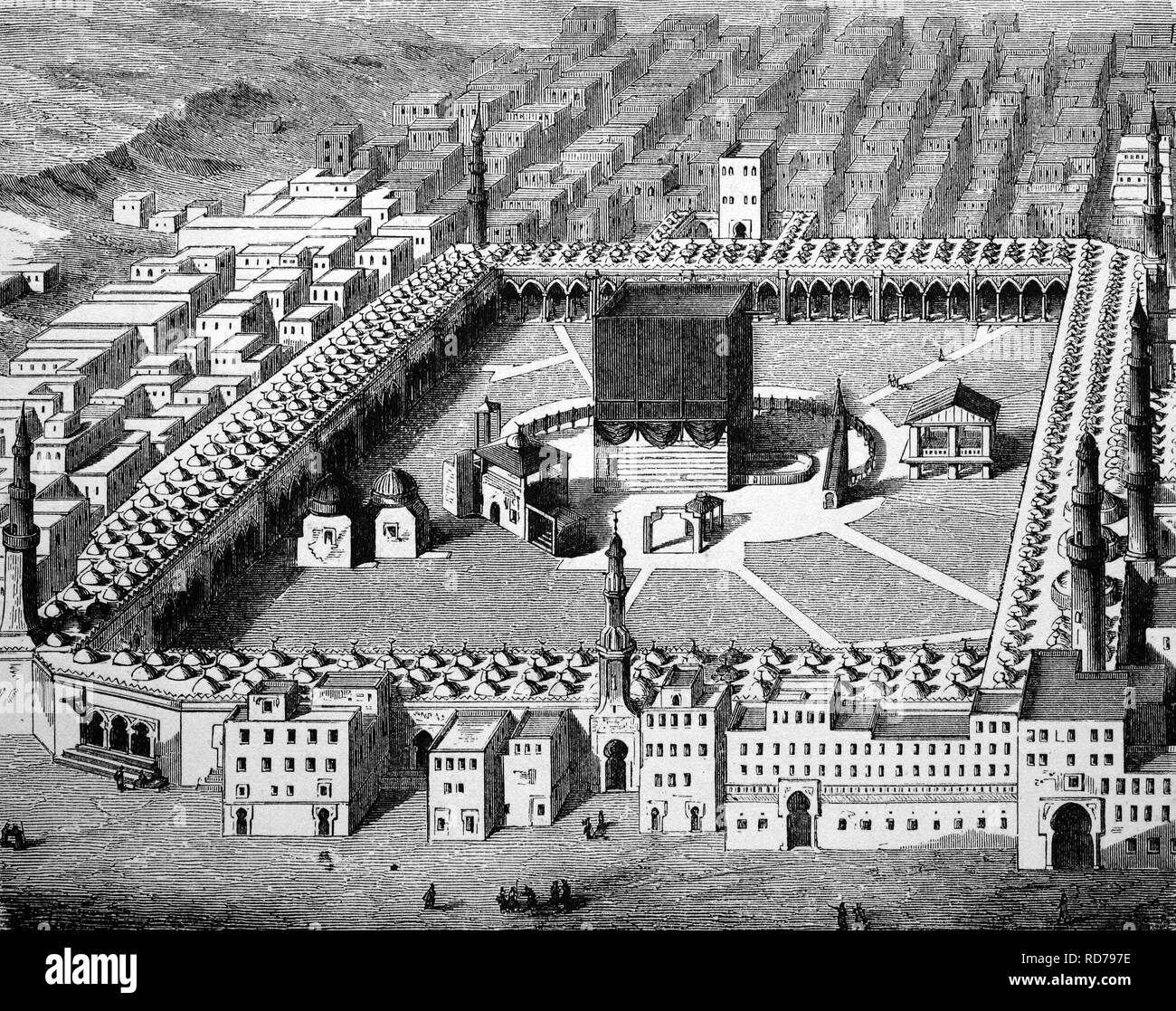 Die Kaaba in Mekka, Saudi Arabien, historischen Holzschnitt, 1870 Stockfoto