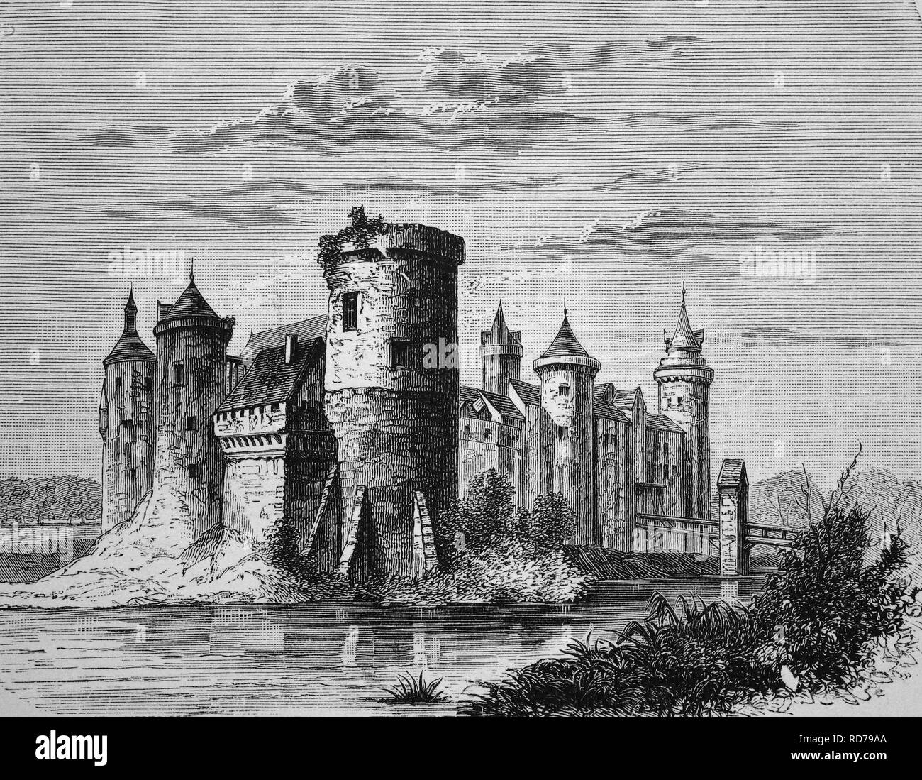 Schloss in Rouen, Frankreich, historischen Holzschnitt, 1870 Stockfoto