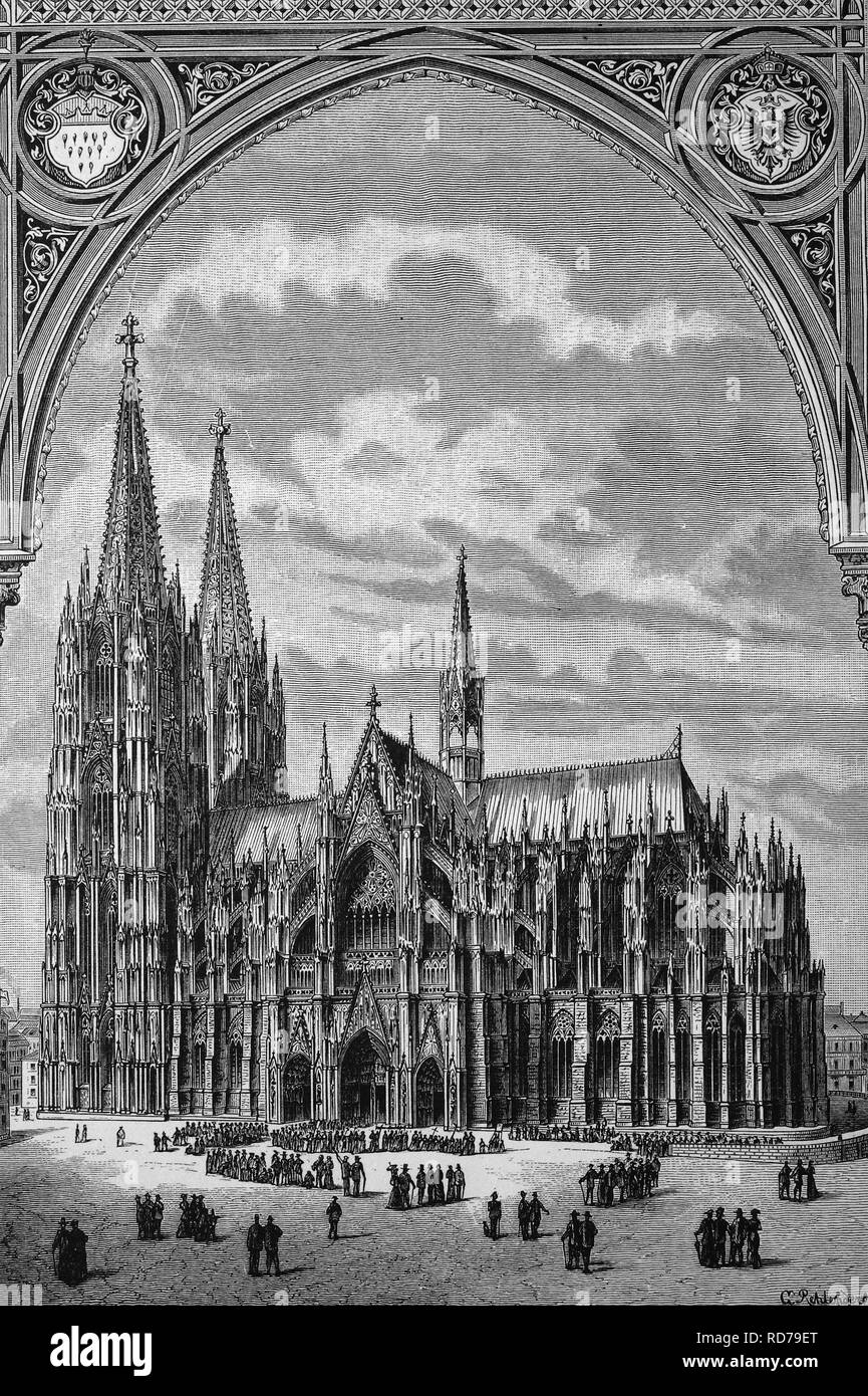 Kathedrale von Köln, Nordrhein-Westfalen, Deutschland, historischen Holzschnitt, 1870 Stockfoto