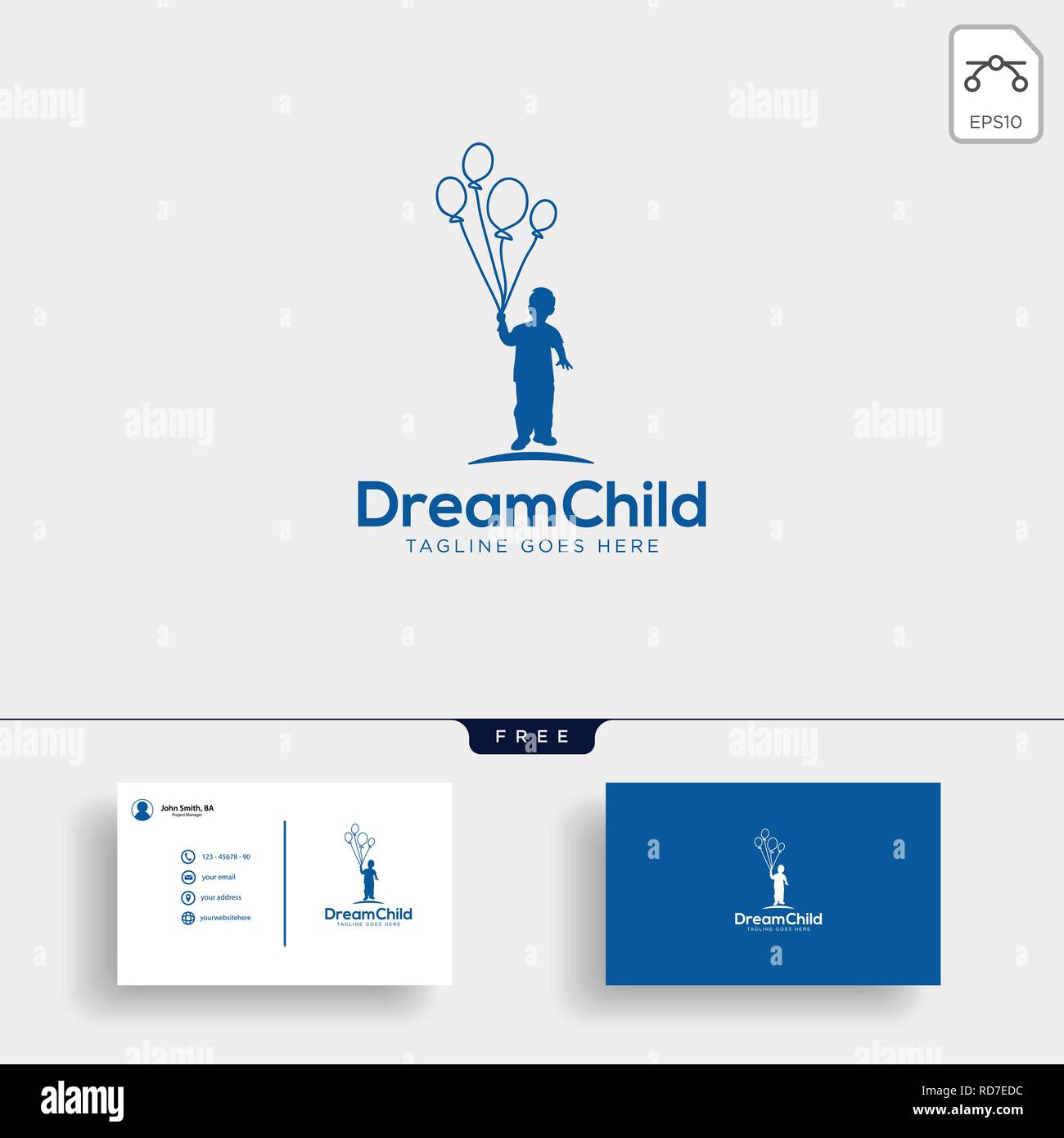 Kind Traum, kreative logo template Vector Illustration, Symbol Elemente mit Business Card isoliert Stock Vektor