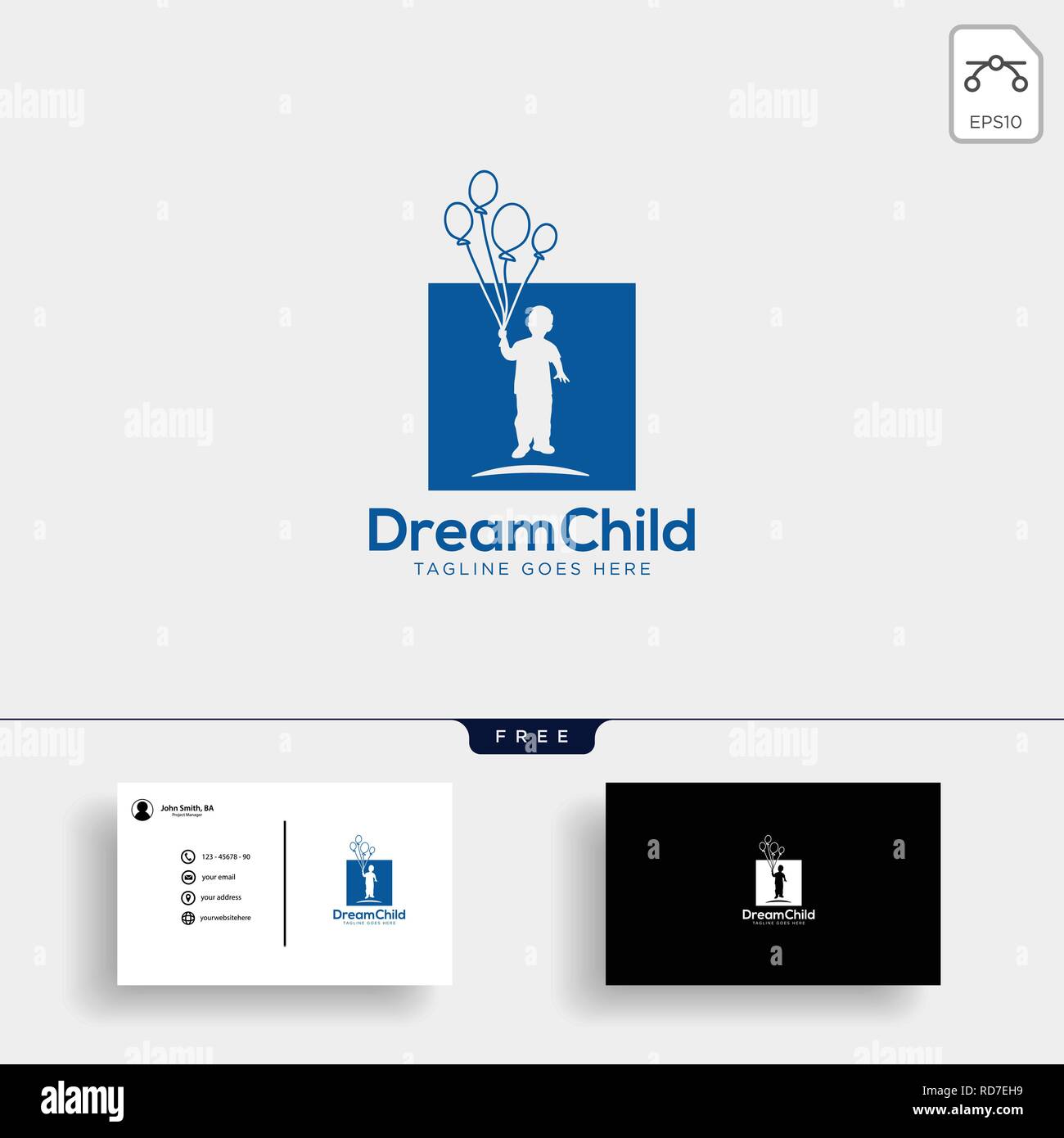 Kind Traum, kreative logo template Vector Illustration, Symbol Elemente mit Business Card isoliert Stock Vektor