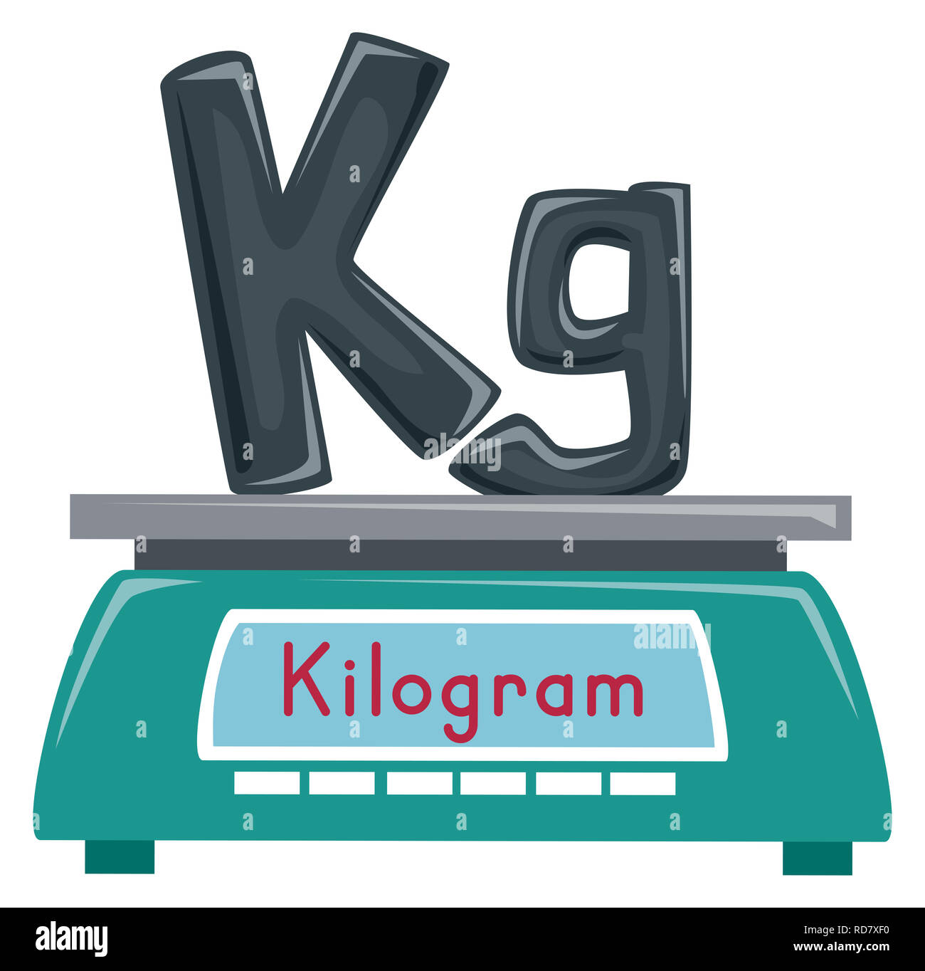 abbildung-eine-waage-mit-kilogramm-und-kg-schriftzug-stockfotografie