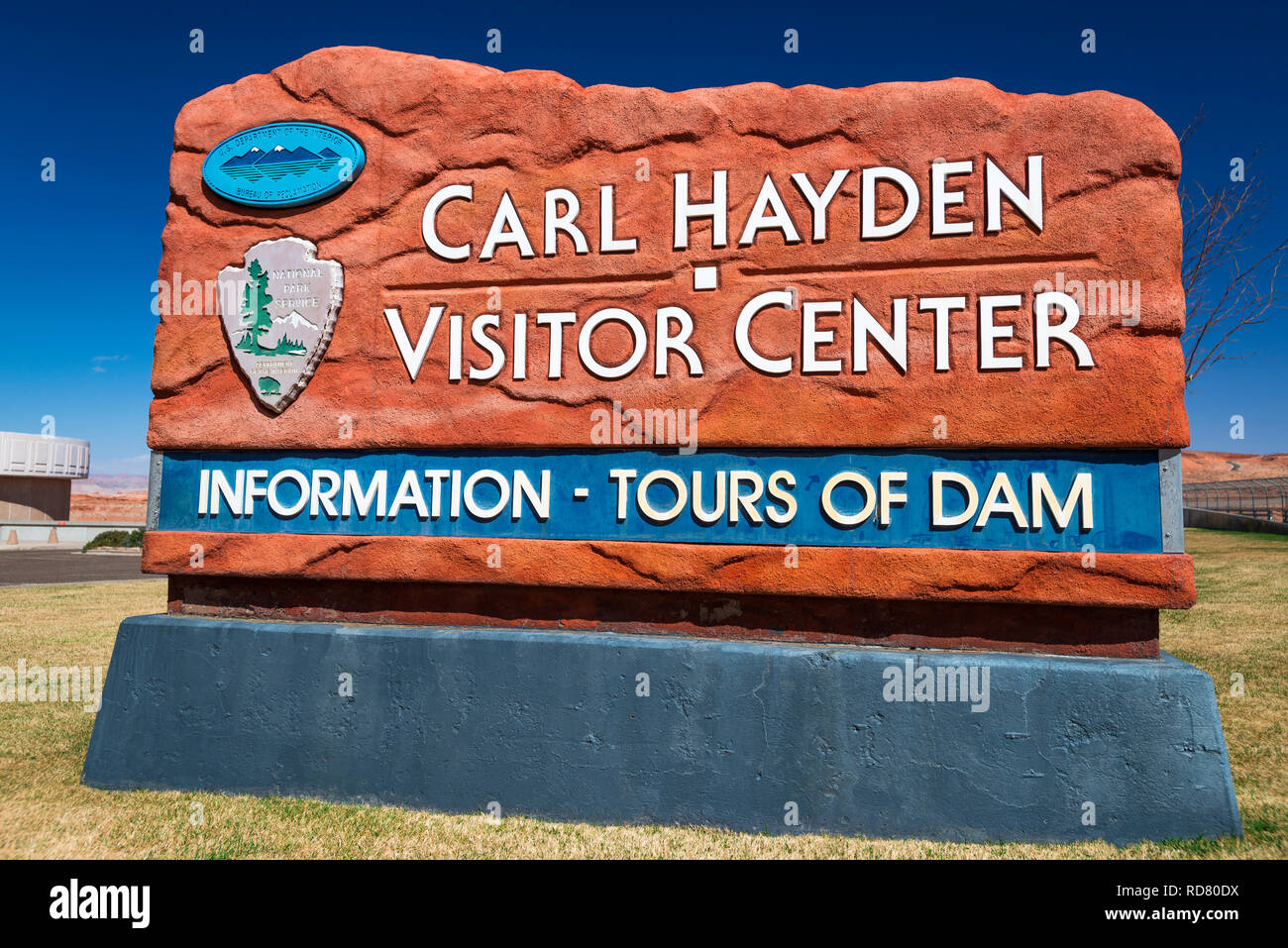 Carl Hayden Visitor Center am Glen Canyon Dam, Glen Canyon National Recreation Area, Page, Arizona, USA Stockfoto