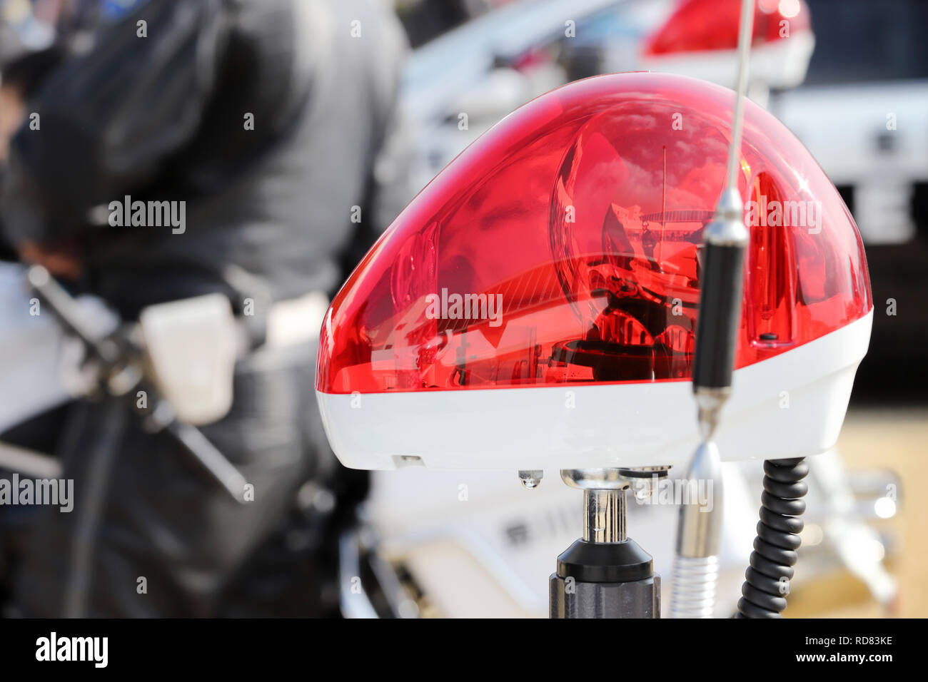 Rot Polizeilicht, Notbeleuchtung, Polizei Sirene, Warnung Stockfoto