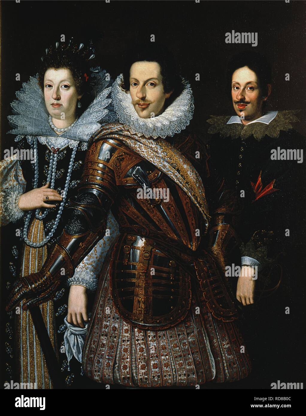 Maria Maddalena von Österreich (1587-1631), Cosimo II de' Medici (1590-1621) und Ferdinand II de' Medici (1610-1670). Museum: Uffizien, Florenz. Autor: Sustermans, Justus, Schule von. Stockfoto