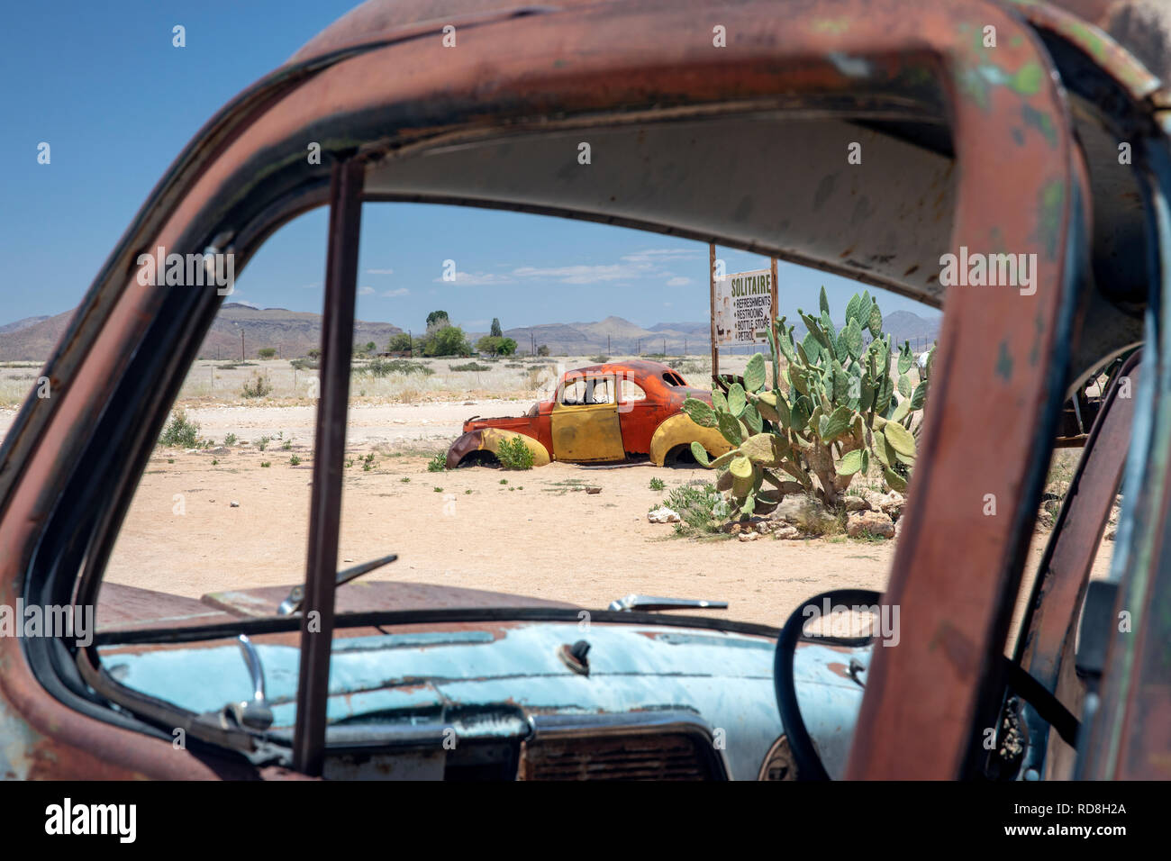 Verlassenes Auto in Solitaire, Khomas Region, Namibia, Afrika Stockfoto