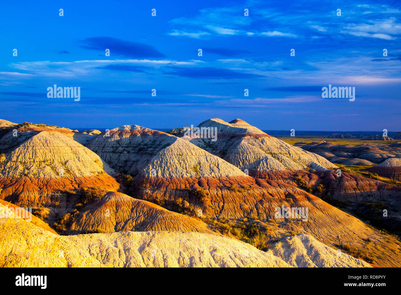 Erodieren Texturen der Badlands National Park South Dakota, Buffalo Gap Grasland Stockfoto