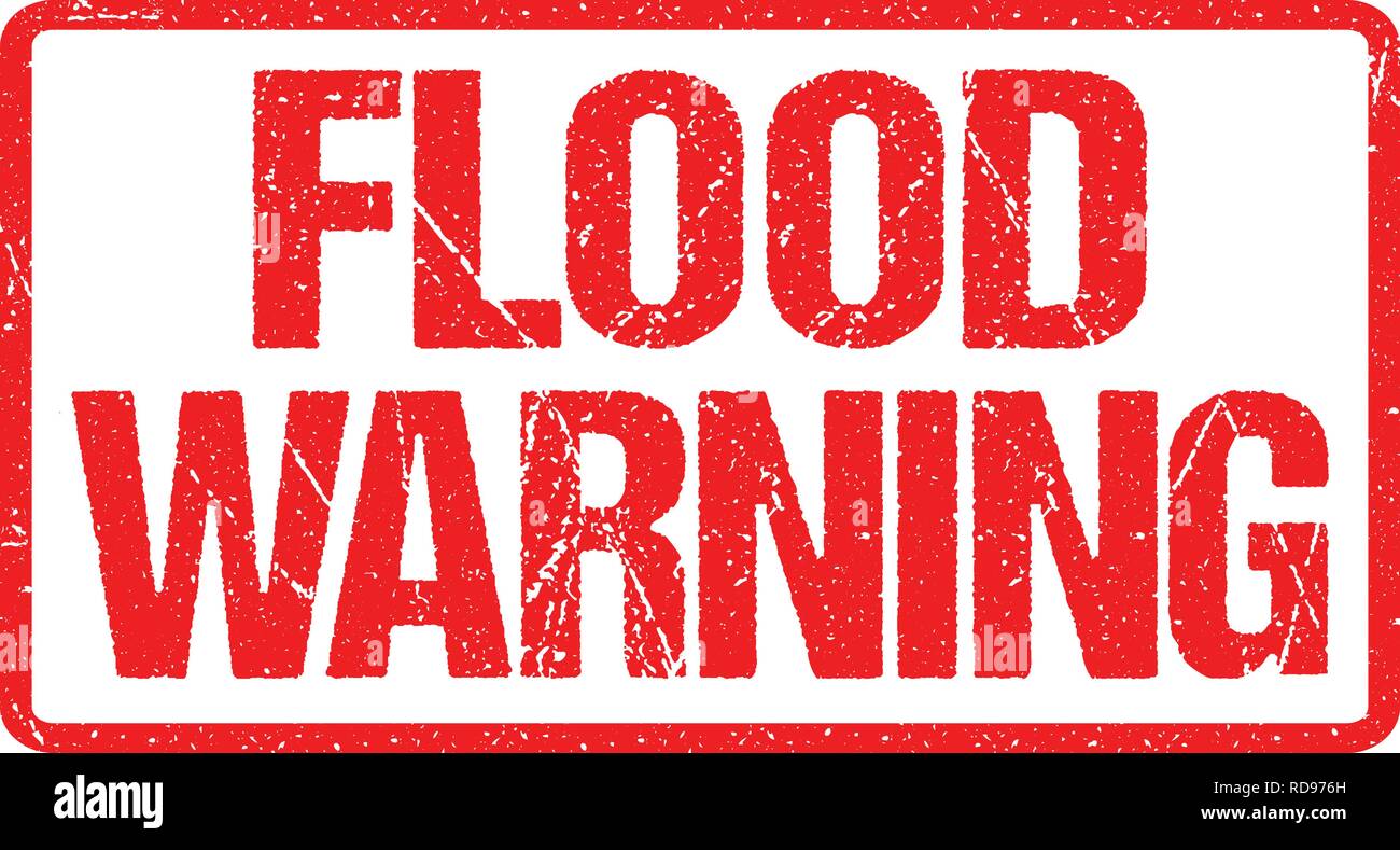 Flash Flood Watch, Warnschild Rote Fahne, Hochwasserwarnung mit Distressed Grunge Gummi Textur Stock Vektor