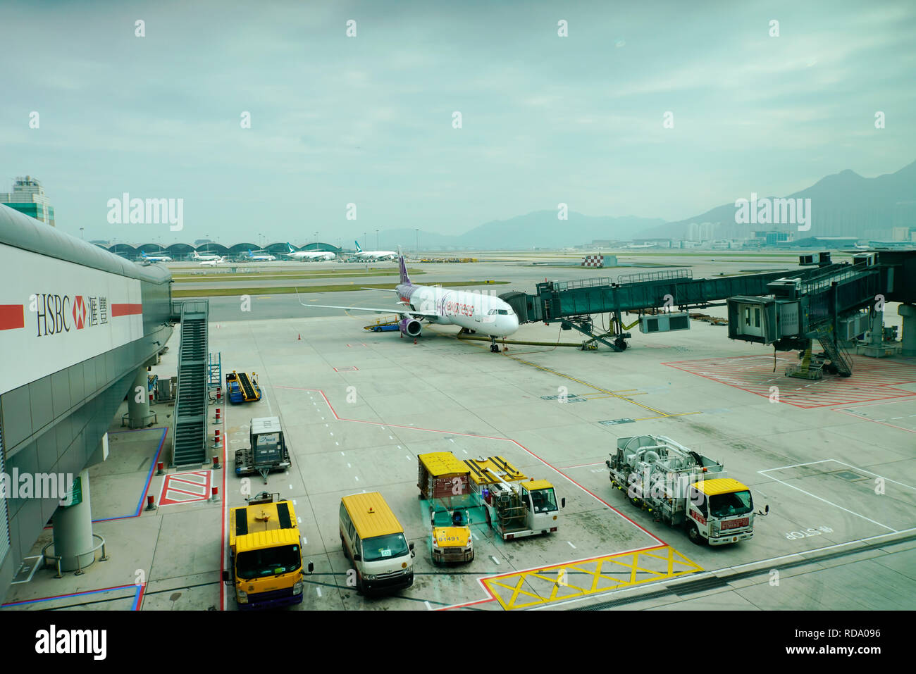 Blick auf Hong Kong Airport. China Stockfoto