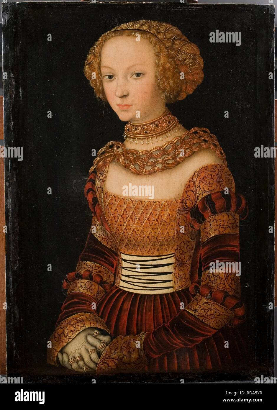 Portrait einer jungen Frau. (Prinzessin Emilie in Sachsen?). Museum: Statens Museum für Kunst, Kopenhagen. Autor: Cranach, Lucas, der Ältere. Stockfoto