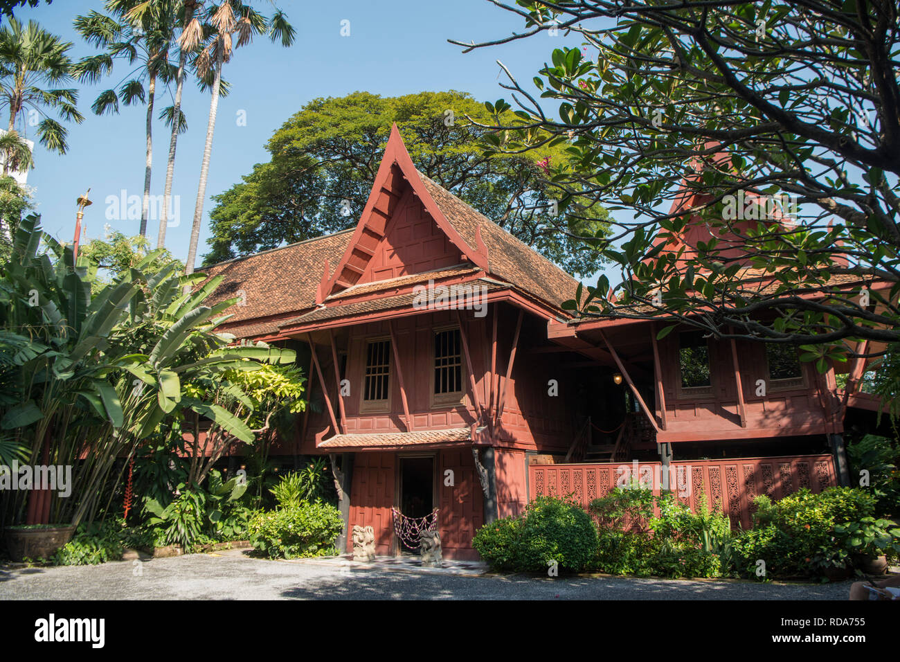 Die Architektur von Jim Thompson Haus am Siam Platz in der Stadt von Bangkok in Thailand in Südostasien. Thailand, Bangkok, November 2018 Stockfoto