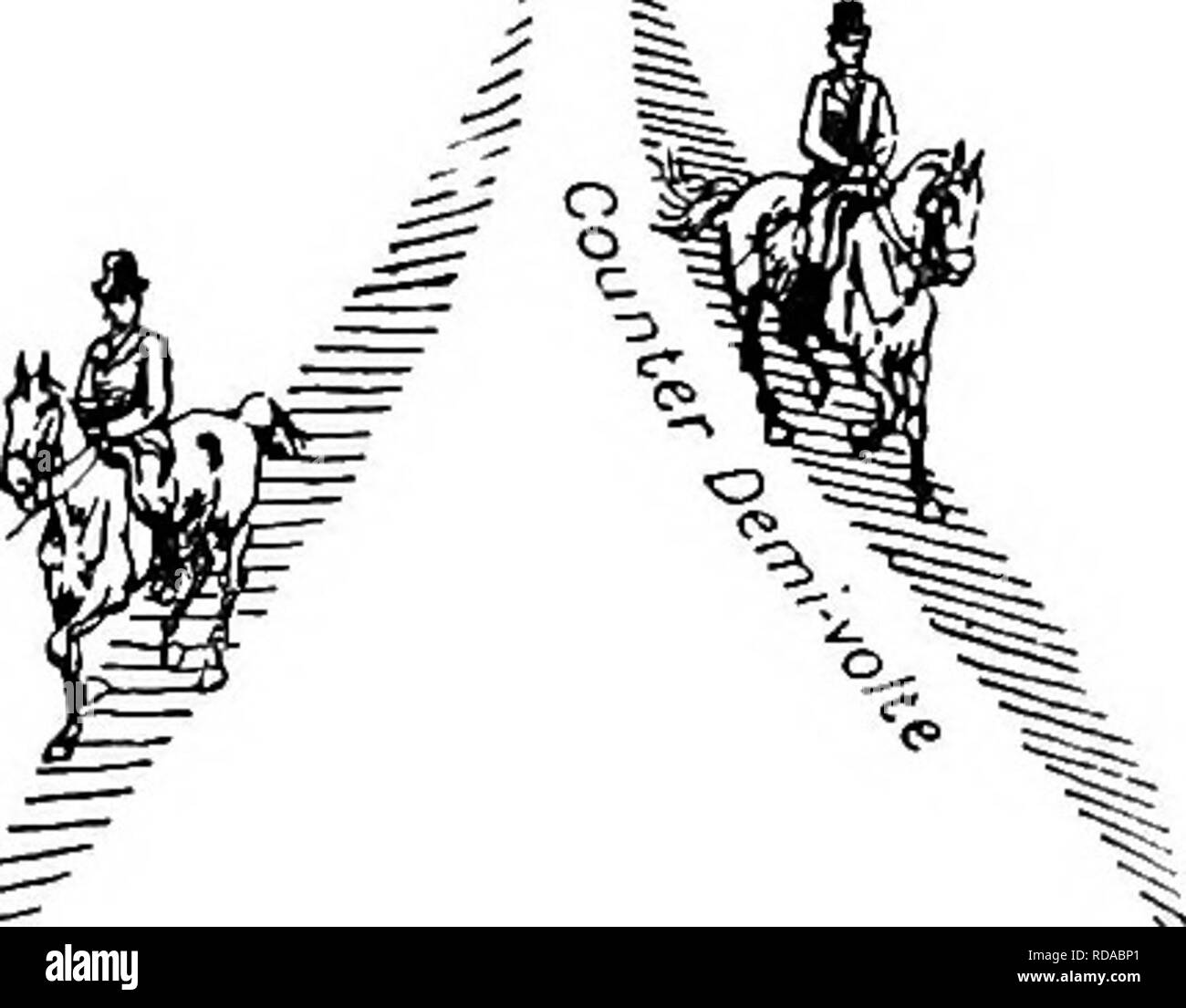 . Brechen und Reiten, mit militärischen Kommentare. Pferde; Horsemanship. 92 ordentlichen reiten. Viel in einer Änderung der Richtung, oder dass das Pferd, auf eigenen Wunsch, trägt seine Kruppe auf der Innenseite, oder einfach geht in die Mitte. Um dieses Problem zu beheben, sollten wir damit beginnen, wie für ein demi-Volte, von den üblichen Platz; sollte aber weiter zu "verdoppeln", wobei das Pferd sehr gerade zu halten. Wenn dieses hmt - Volte nach rechts*". Bitte beachten Sie, dass diese Bilder aus gescannten Seite Bilder, die digital für die Lesbarkeit verbessert haben mögen - Färbung und Aussehen dieser Illu extrahiert werden Stockfoto