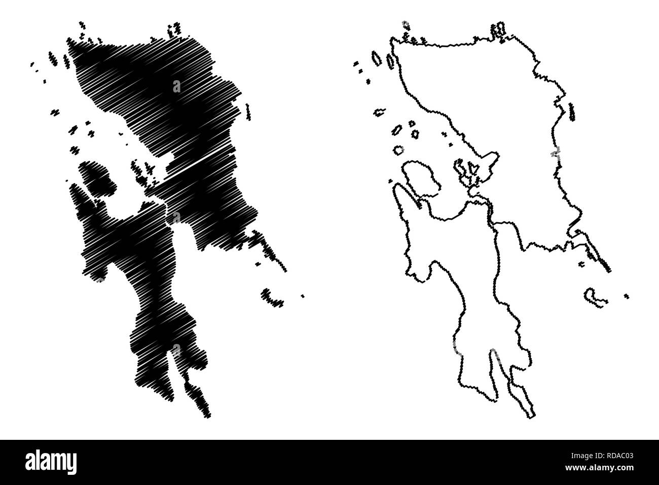 Östlichen Visayas Region (Regionen und Provinzen der Philippinen, die Republik der Philippinen) Karte Vektor-illustration, kritzeln Skizze Region VIII ma Stock Vektor