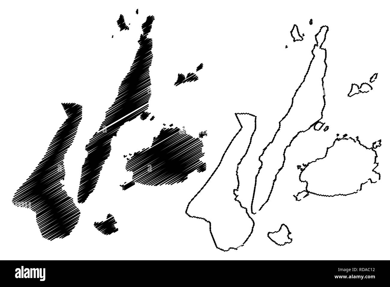 Central Visayas Region (Regionen und Provinzen der Philippinen, die Republik der Philippinen) Karte Vektor-illustration, kritzeln Skizze Region VII Karte Stock Vektor
