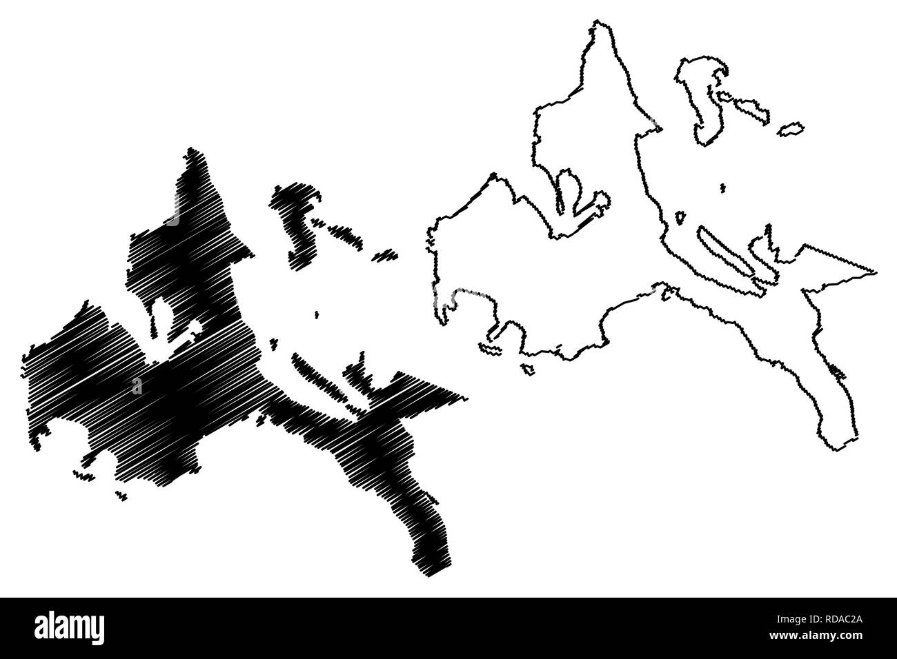 Calabarzon Region (Regionen und Provinzen der Philippinen, die Republik der Philippinen) Karte Vektor-illustration, kritzeln Skizze Southern Tagalog Ma Stock Vektor