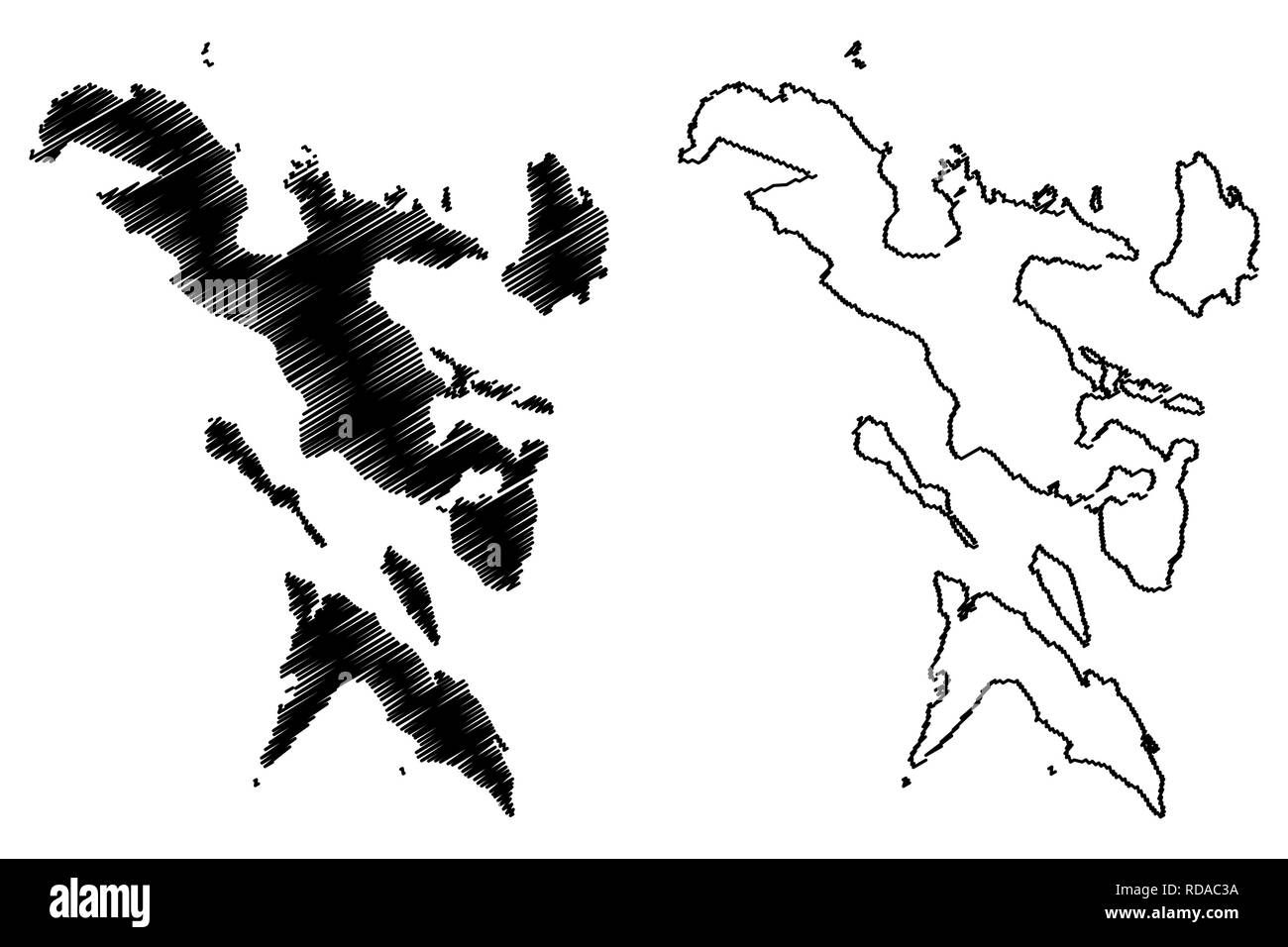 Bicol Region (Regionen und Provinzen der Philippinen, die Republik der Philippinen) Karte Vektor-illustration, kritzeln Skizze Ibalong (Region V) Karte anzeigen Stock Vektor