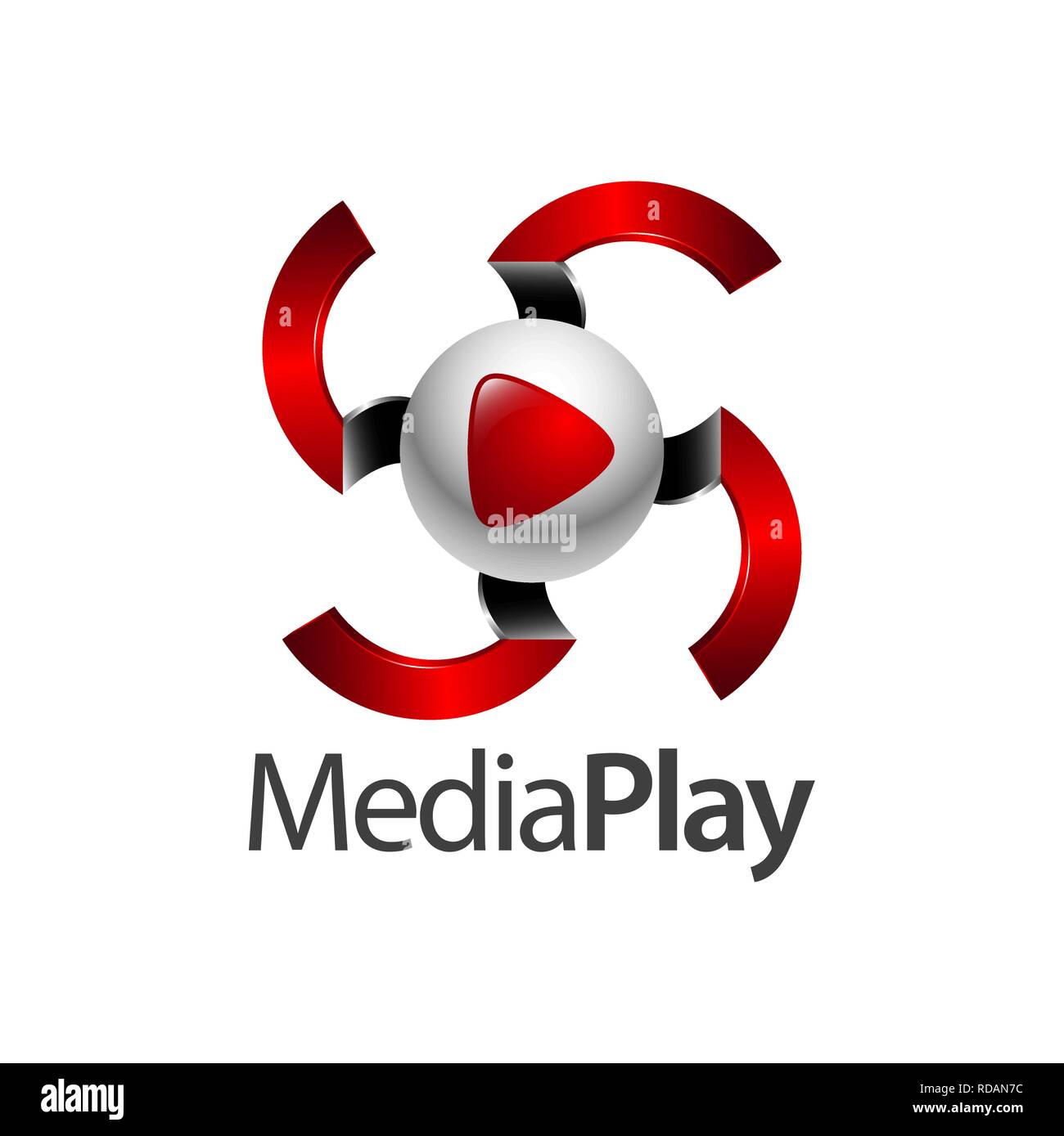 Swirl Kugel spielen Medien logo Konzept Design. Symbol grafische Vorlage element Vektor Stock Vektor