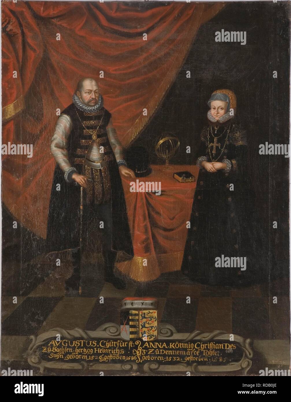 Portrait von Augustus (1526-1586), Kurfürst von Sachsen und Anna von Dänemark (1532-1585), kurfürstin von Sachsen. Museum: Nationalmuseum Stockholm. Autor: anonym. Stockfoto