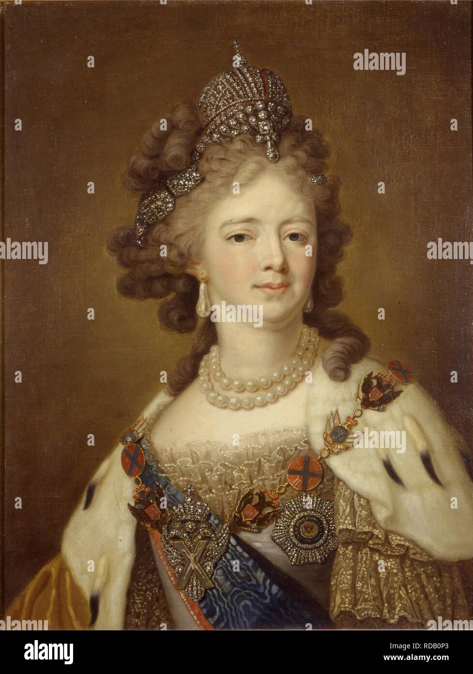 Porträt von Kaiserin Maria Fjodorowna (Sophie Dorothea von Württemberg (1759-1828). Museum: Staatliches Historisches Museum, Moskau. Autor: anonym. Stockfoto