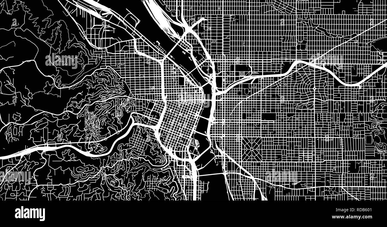 Urban vektor Stadtplan von Portland, Oregon, Vereinigte Staaten von Amerika Stock Vektor