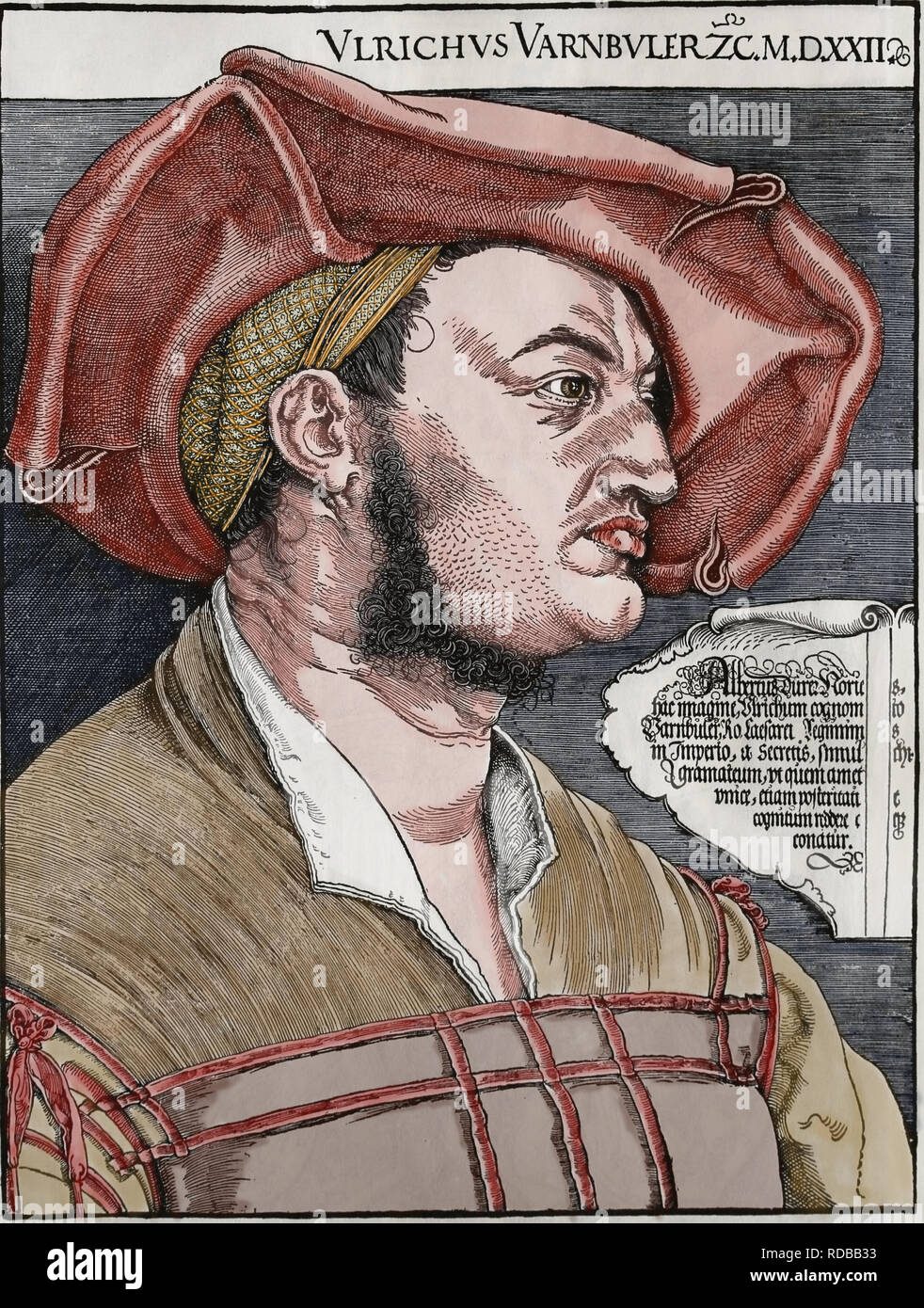 Ulrich Varnbuler (1474-1545). Diplomat. Porträt. Kupferstich von Albrecht Dürer (1471-1528). Stockfoto