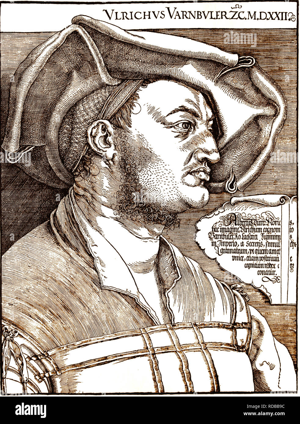 Ulrich Varnbuler (1474-1545). Diplomat. Porträt. Kupferstich von Albrecht Dürer (1471-1528). Stockfoto