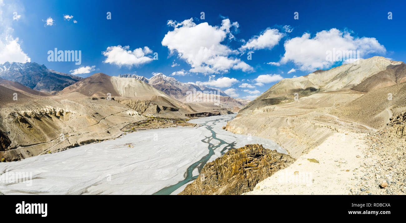 Tiri Dorf im Oberen Mustang und Kali Gandaki River, Kagbeni, Annapurna Circuit, Nepal Stockfoto