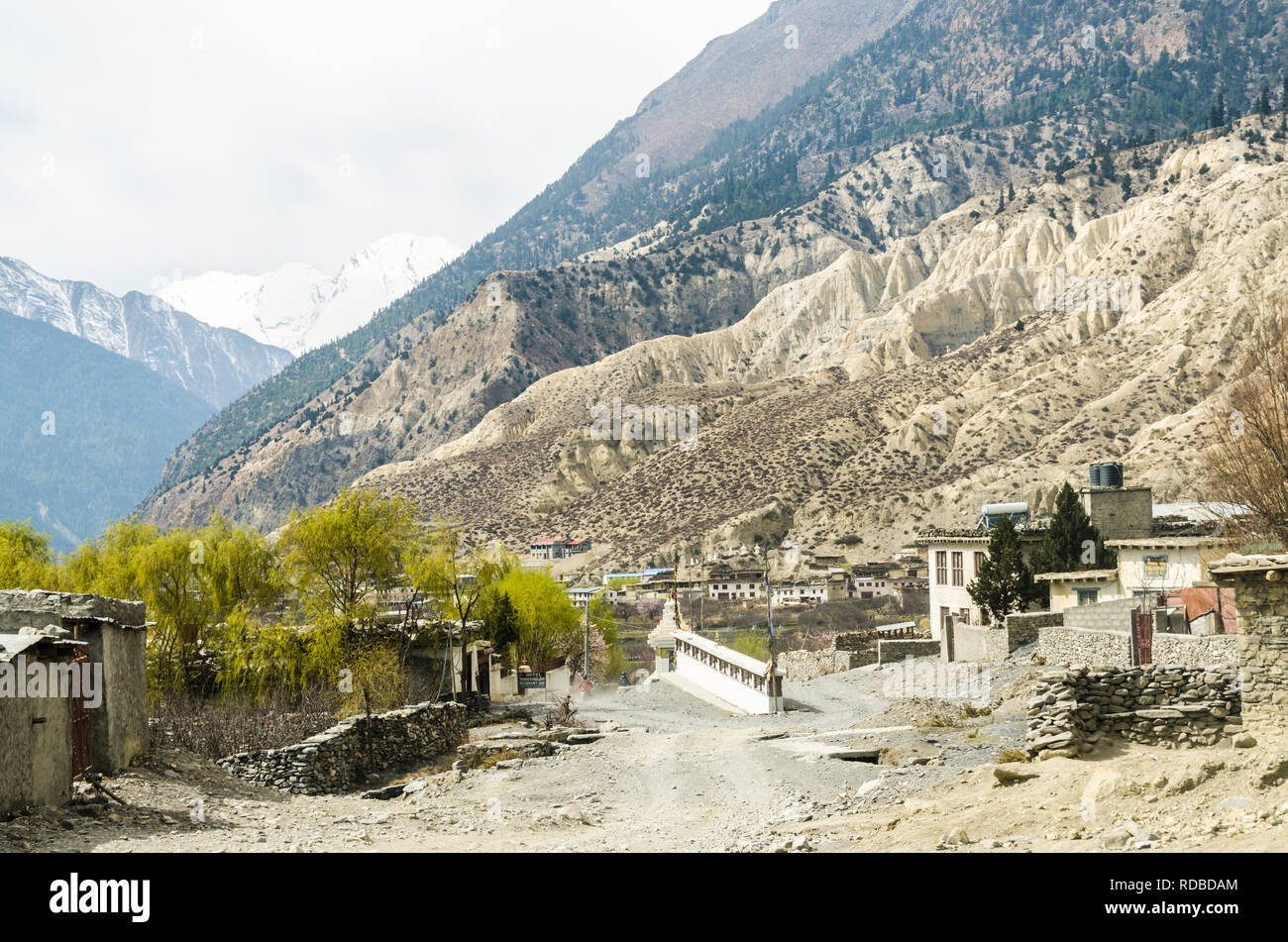 Erodierten Landschaft in Marpha, Annapurna Circuit, Nepal Stockfoto