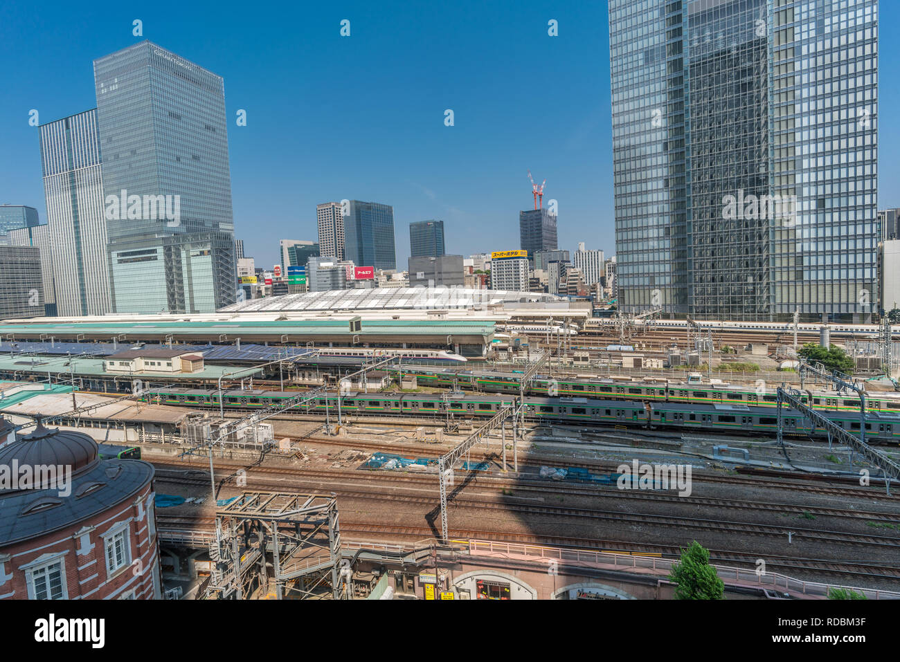 Tokyo, Chiyoda Bezirk - August 8, 2018: Luftaufnahme von Tokyo Station und Marunouchi Bezirk Stockfoto